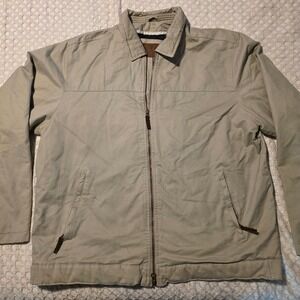 Faded Glory Harrington Jacket Mens L 42/44 Khaki Tan Excellent Cotton Quilted